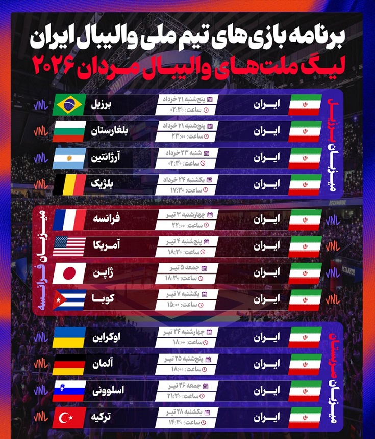 جدول+والیبال