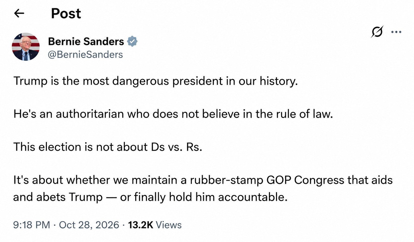 Bernie Sanders Post on Accountability