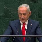תמונה של הגנרל סולימאני מול נתניהו באומות המאוחדות